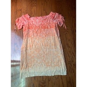 Cato Orange Floral Short Sleeve Shift Dress Size M